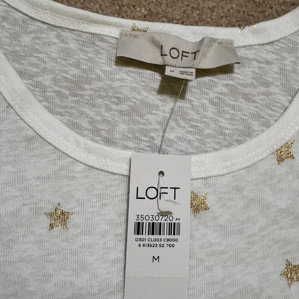 LOFT Ivory Tee with Metallic Stars